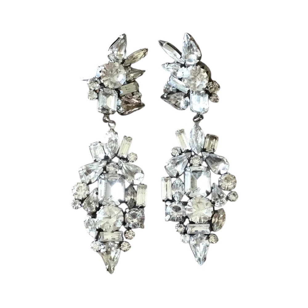 DANNIJO Crystal Rhinestone Statement Earrings NO BACKS